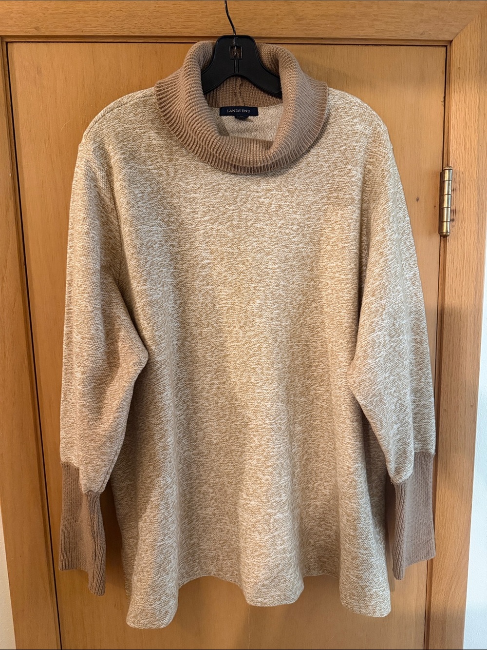 Lands' End Women's Heathered Cowl Neck Sweater Tan Taupe Neutral Plus Size 2X